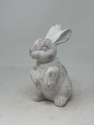 Distressed White Bunny Statue