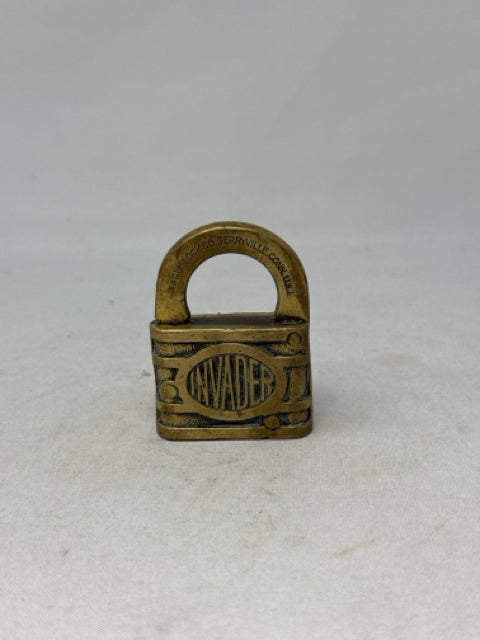 Vintage Brass Invader Padlock (No Key)