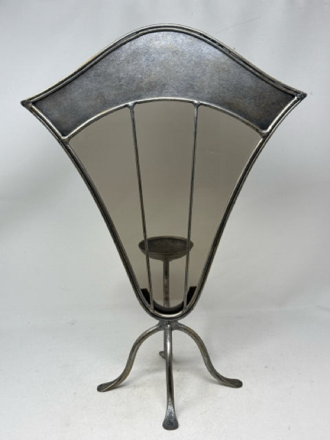 Silver Metal Glass Art Candle Holder