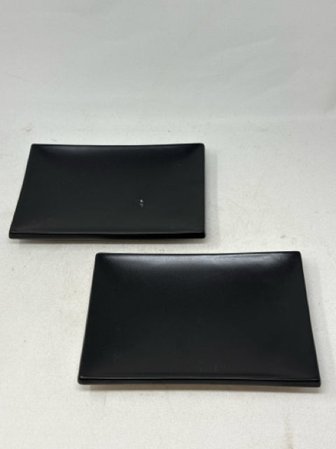 Pair of 6" x 8" Rectangular Brown Stoneware Serving Plates