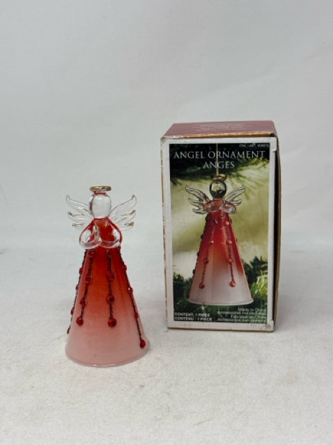 Red Colourful Glass Angel Ornament