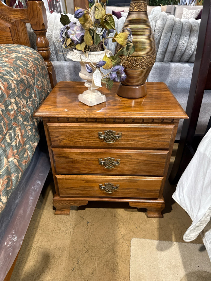 Pair of Solid Oak 3 Drawer Night Stands