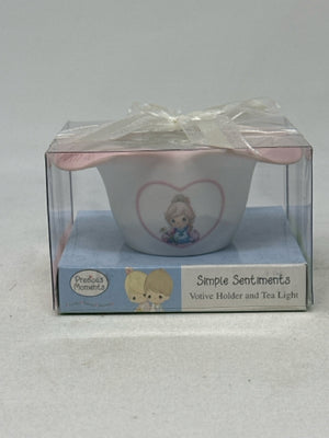 Glass T-Lite Holder with Brown Deco. Beads