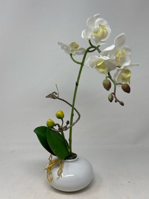 Artificail White Orchid in White Ceramic Pot