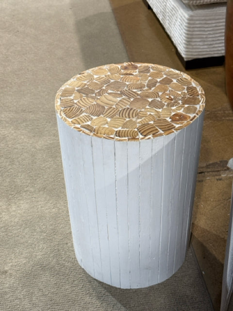 Bouclair White Wooden Side Table [MHF]