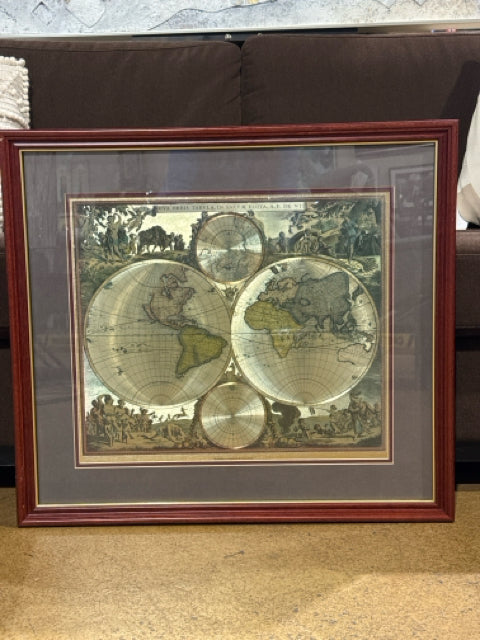 Framed Reproduction of Historic World Map