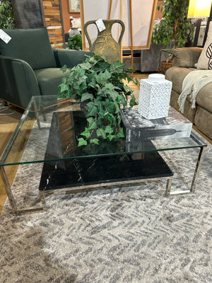 2 Piece Glass & Marble Coffee & End Table