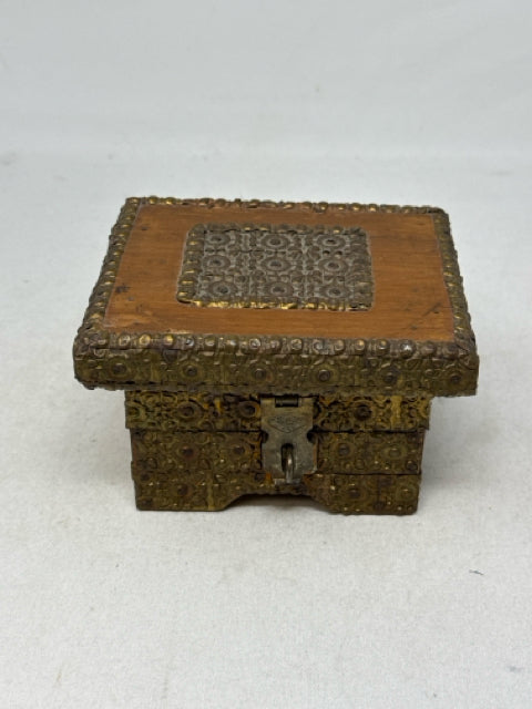 Wooden with Brass Detail Trinket Box