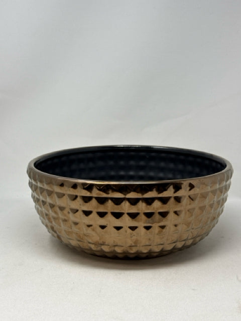 Round West Elm Bronze Quilted Texture Ceramic Bowl [MHF]