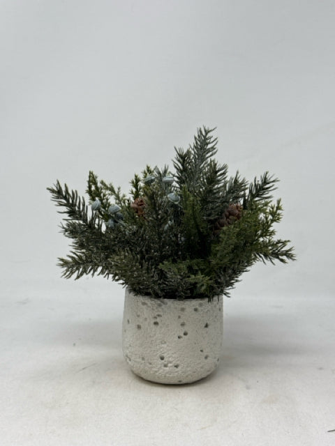Artificial Plant in White Cement Pot