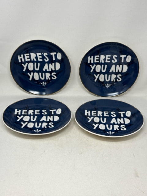West Elm Set of 4 Collectors Edition Navy Blue/White 9" Dishes [MHF]