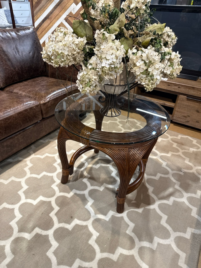 Round Glass Top Accent Table