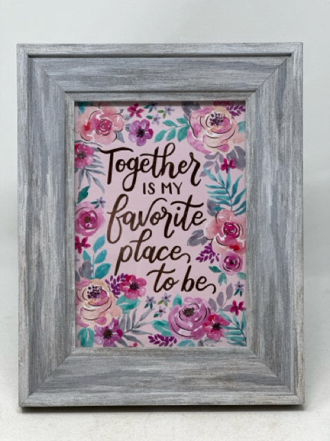 Grey Framed Floral Table Decor