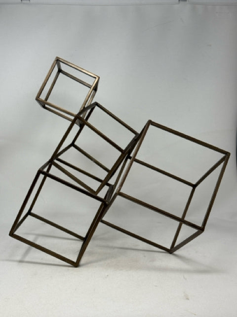 West Elm Geometric Gold Tone Cube Metal Sculpture [MHF]