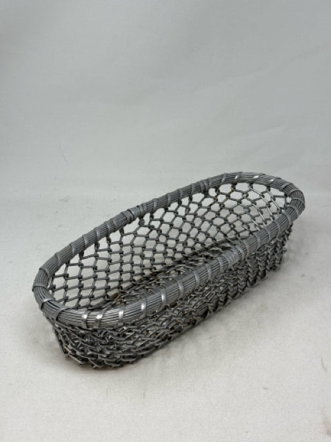 Oval Silver Chain Link Metal Basket