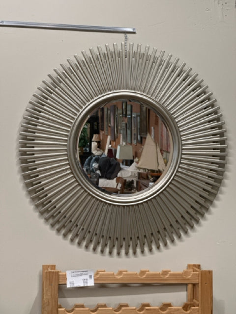 Round Soft Gold Sunburst Mirror