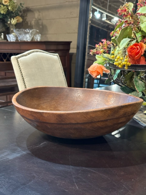 Large Round Wooden Decorative Bowl