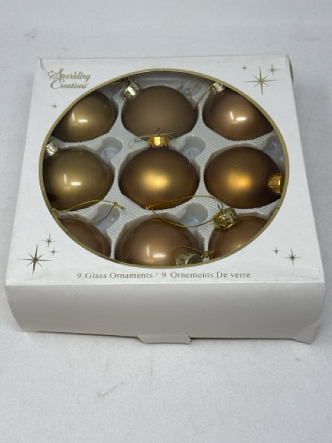 Box of 9 Matte Gold Ball Ornaments