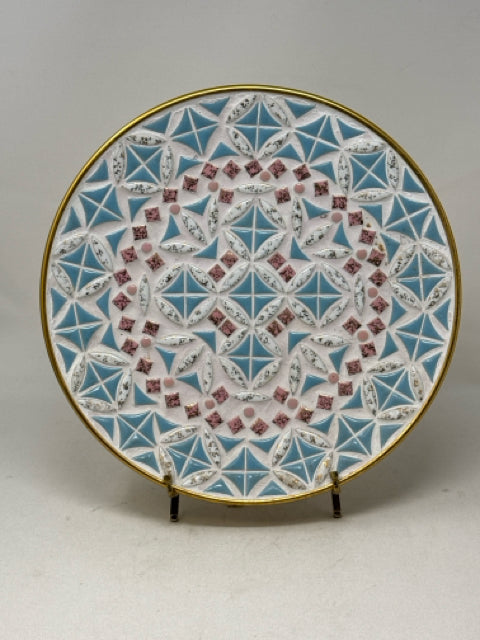 Round Pastel Blue/Pink Mosaic Display Dish