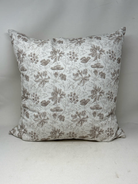 Taupe/White Floral Pillow