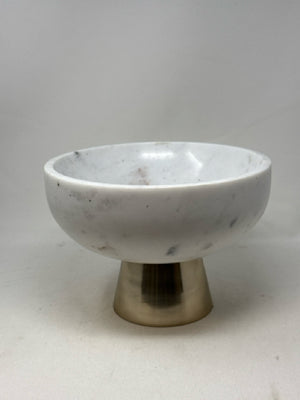 White Marble Bowl with Silver Base [MHF]