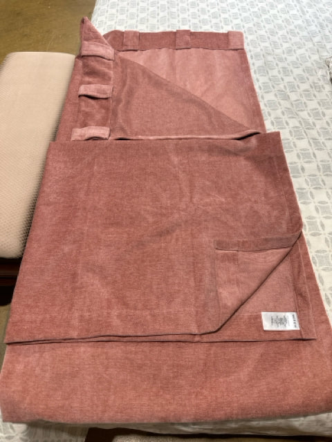 Pair of West Elm Rose Velvet Pole Pocket or Hidden Tab Drapery Panels [MHF]