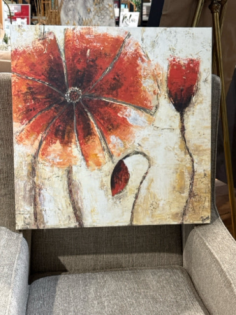 Square Floral Canvas Wall Art