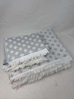 Collin & Justin Grey & White 2 Bath Towels/2 Hand Towels [MHF]