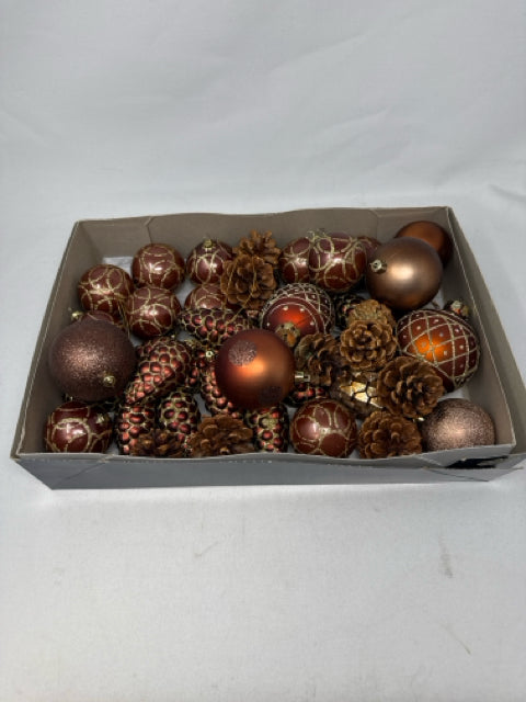 Box of Bronze/Gold Assorted Ornaments