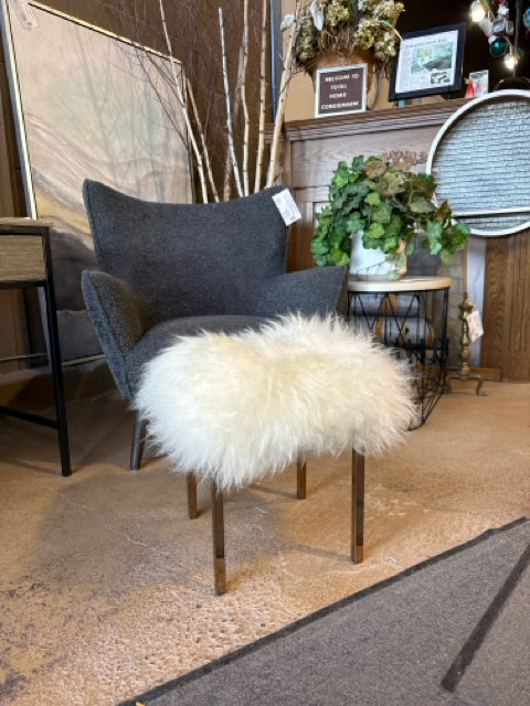 CB2 Sheepskin Stool with Gold Metal Legs [MHF]