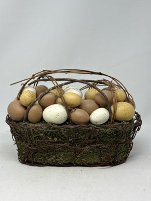 Decorative Twig with Speckled Eggs Basket