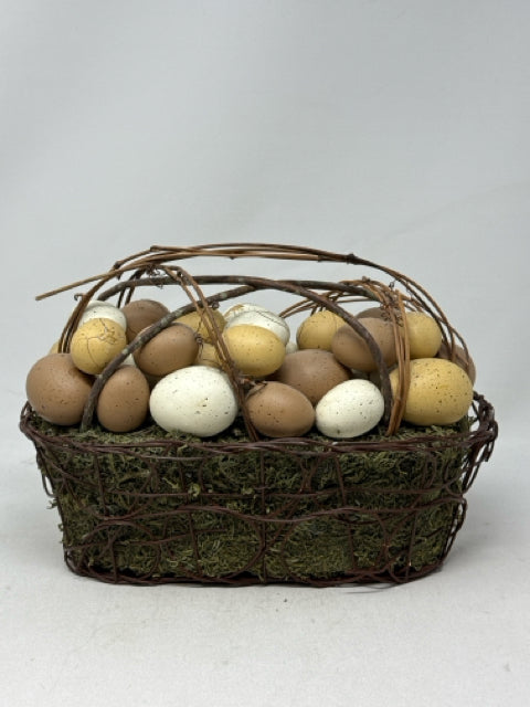 Decorative Twig with Speckled Eggs Basket