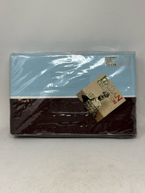 King Size Blue & Brown Flat Sheet