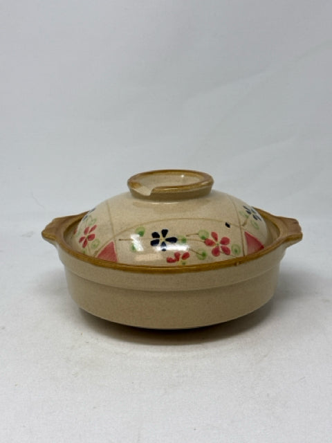 Round Decorative Clay Covered Serving Pot