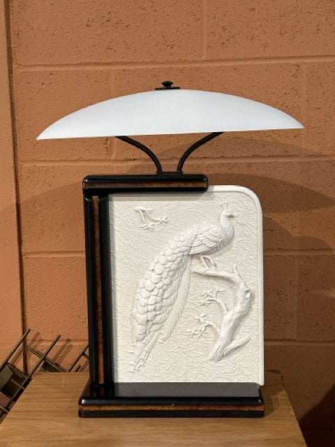 Made in Italy Peacock Carved Base Table Lamp