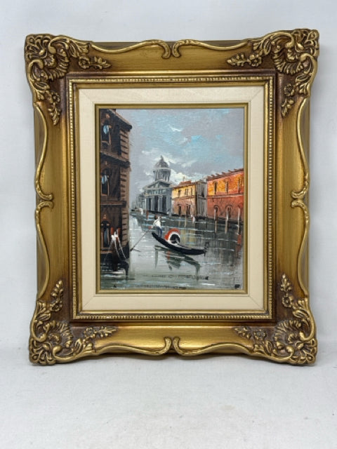 Ornate Gold Framed Venetian Canal Painting