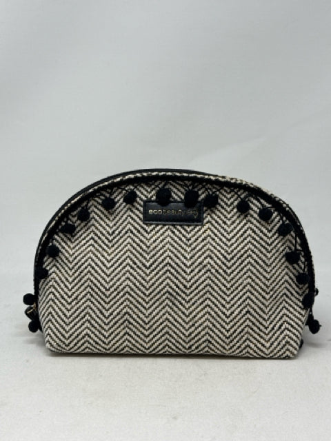 Ecobeauty Black/White/Gold Pom Pom Make Up Bag [MHF]