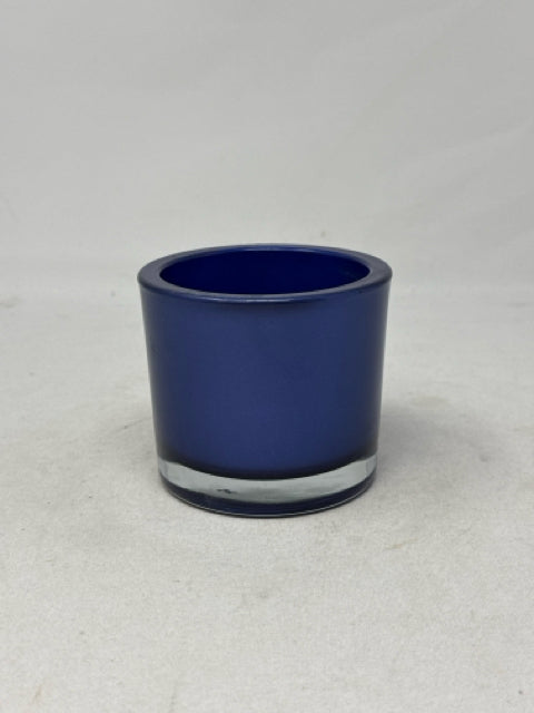 Round Blue Glass Candle Holder