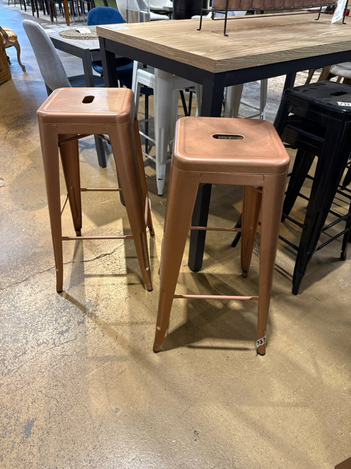 Pair of Metal Bar Height Stools