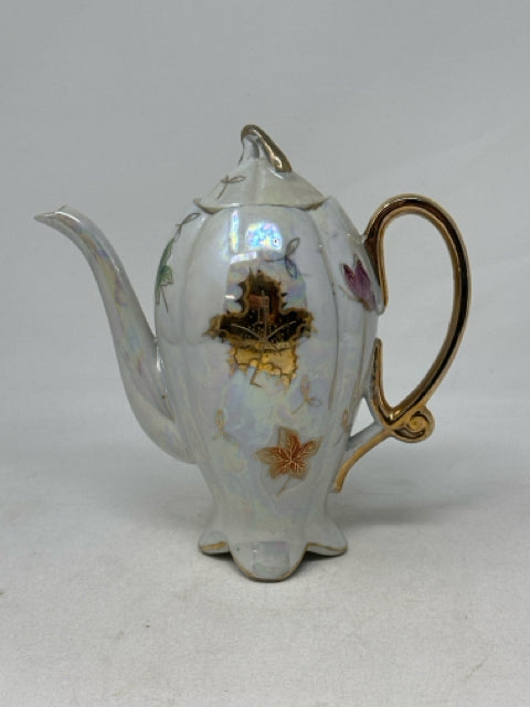 Porcelain Golden Leaves Japan Teapot