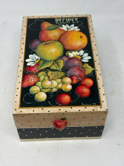 Tole Painted Wooden Recipe Box