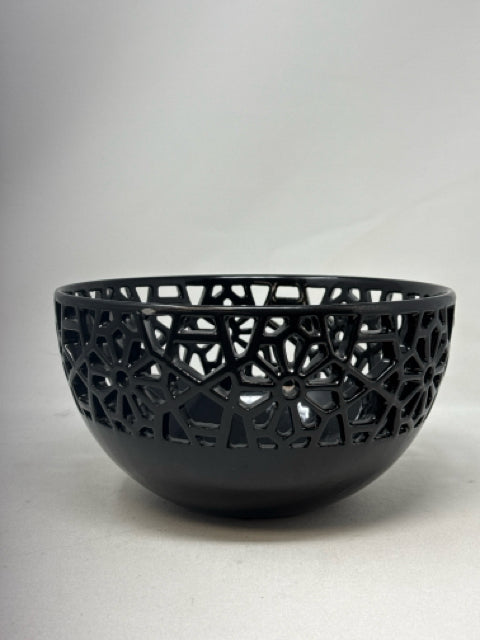 Decorative Glossy Black Cut Out Design Bowl