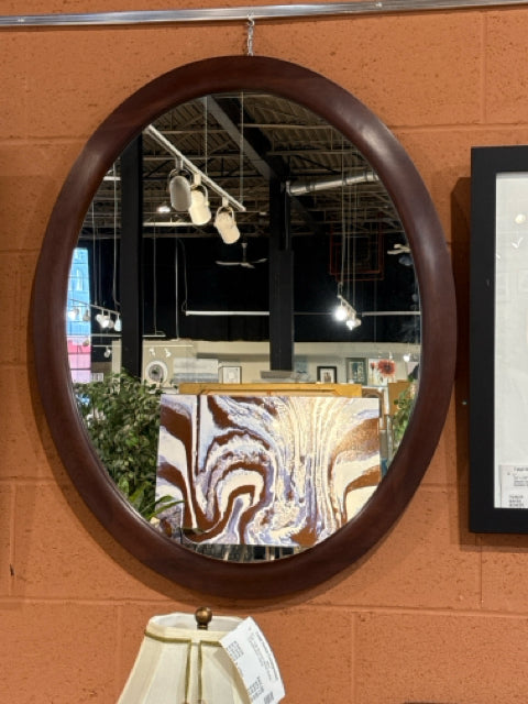Oval Cherry Wood Framed Mirror