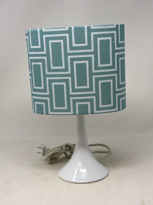 White/Teal Shade Plastic Accent Lamp