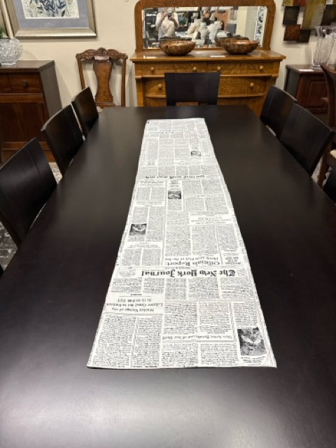 Black & White Newspaper Print Table Runner