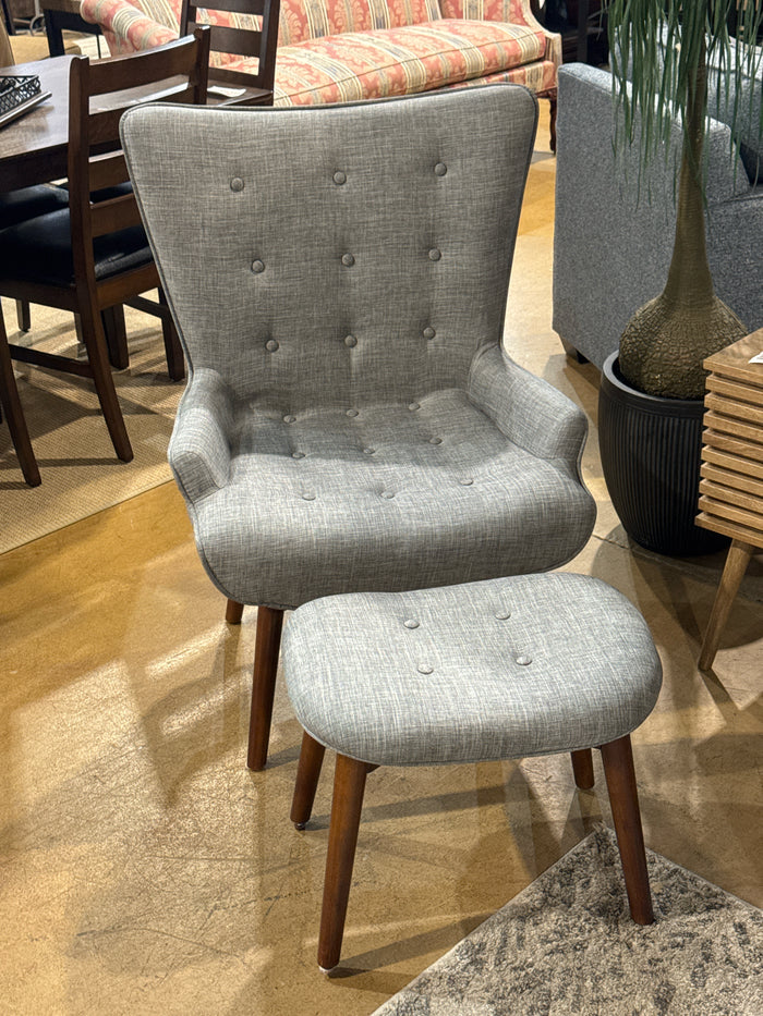 Fabric Accent Chair With Ottoman