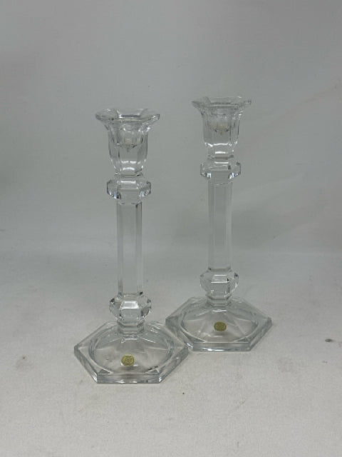 Pair of 9" Crystal Candlestick Holders