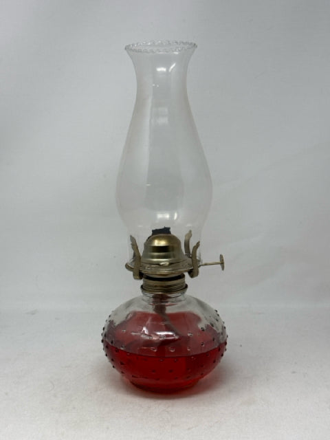 Vintage Hobnail Glass Kerosene Oil Lamp