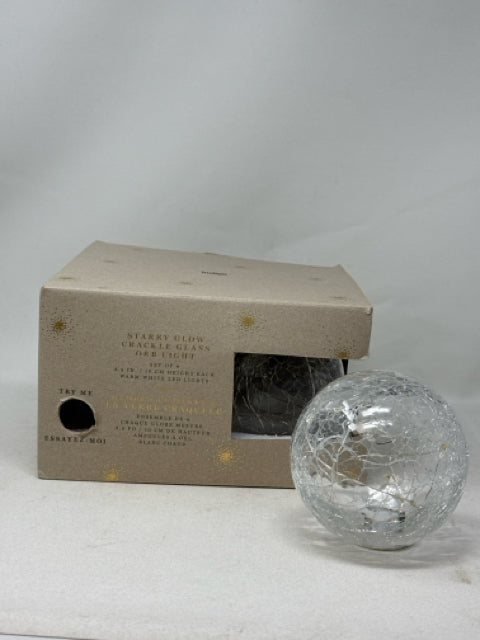 Indigo Set of 4 Starry Glow Crackle Glass Orb Lights