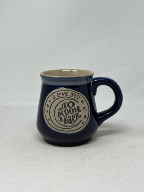Cobalt Blue Pottery Mug "I Love you to the Moon and Back"